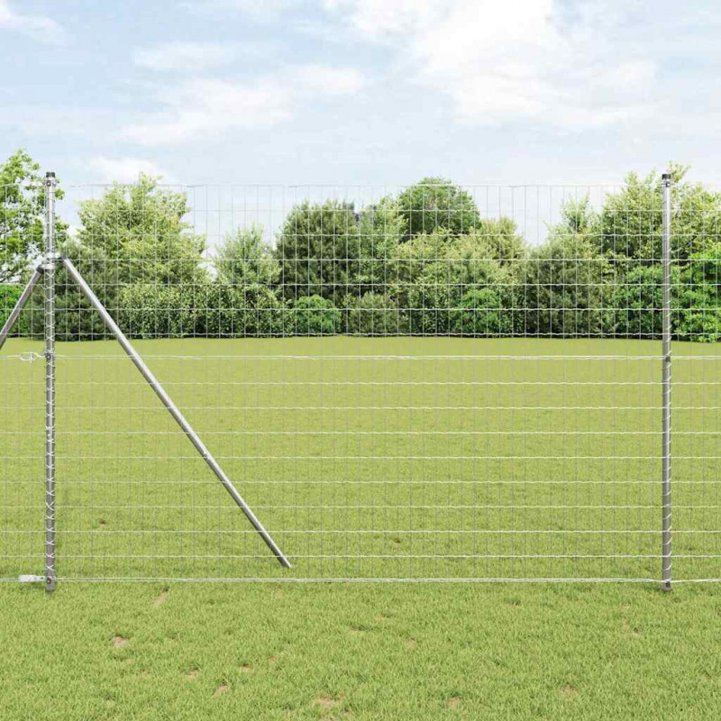Ogrodzenie z słupkiem Srebrny 1,5 x 10 m Stal i PVC