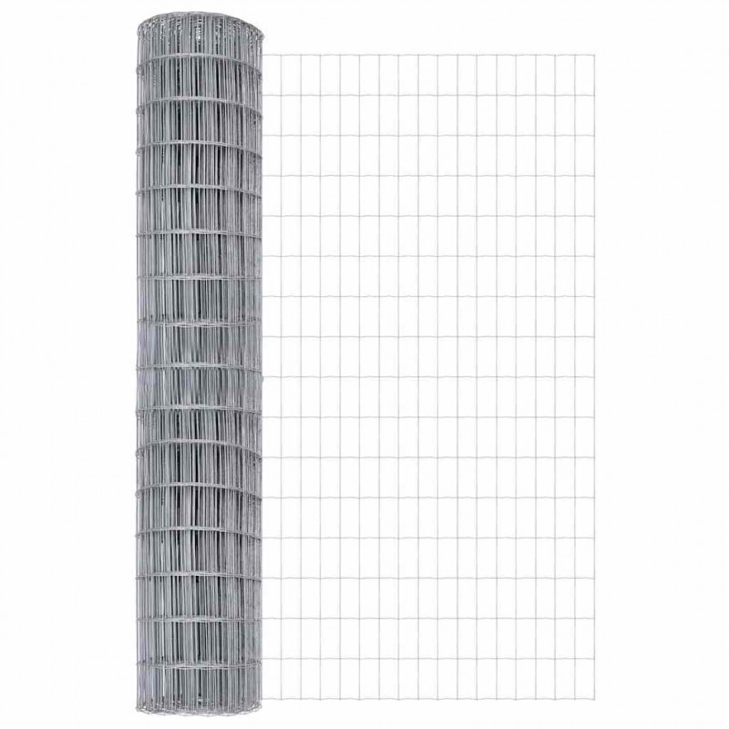 Ogrodzenie z słupkiem Srebrny 1,5 x 10 m Stal i PVC
