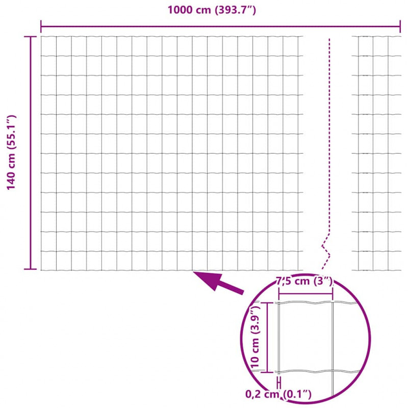 Ogrodzenie z słupkiem Srebrny 1,4 x 10 m Stal i PVC