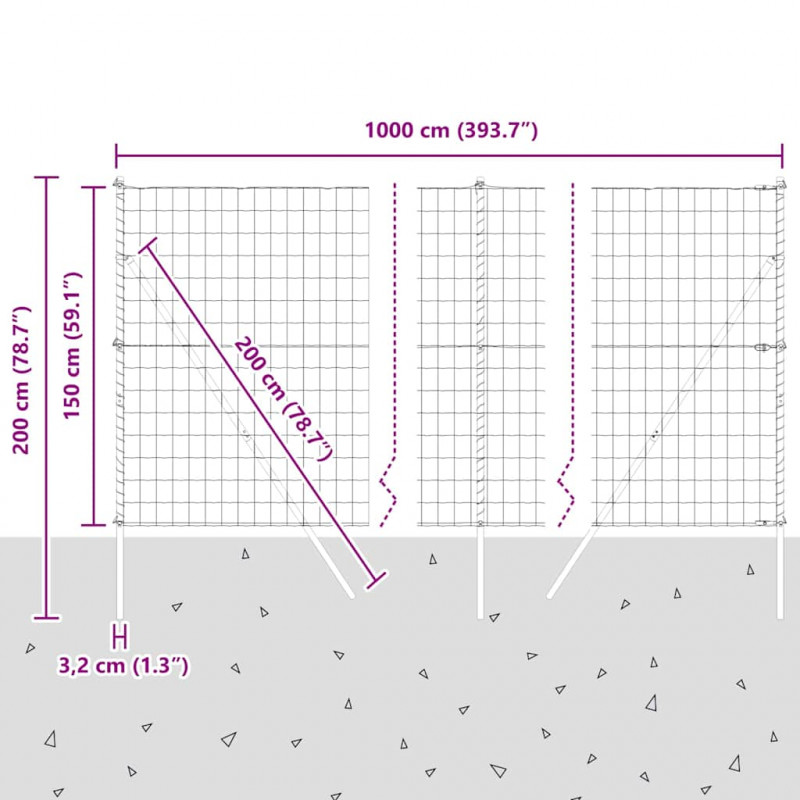 Ogrodzenie z słupkiem Srebrny 1,5 x 10 m Stal i PVC