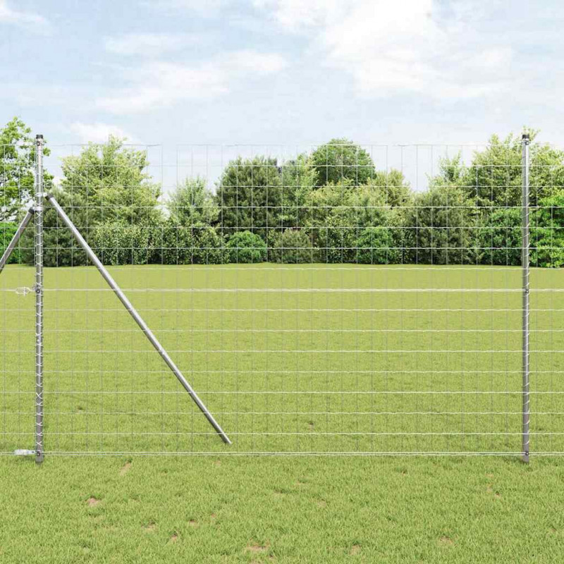 Ogrodzenie z słupkiem Srebrny 1,6 x 10 m Stal i PVC