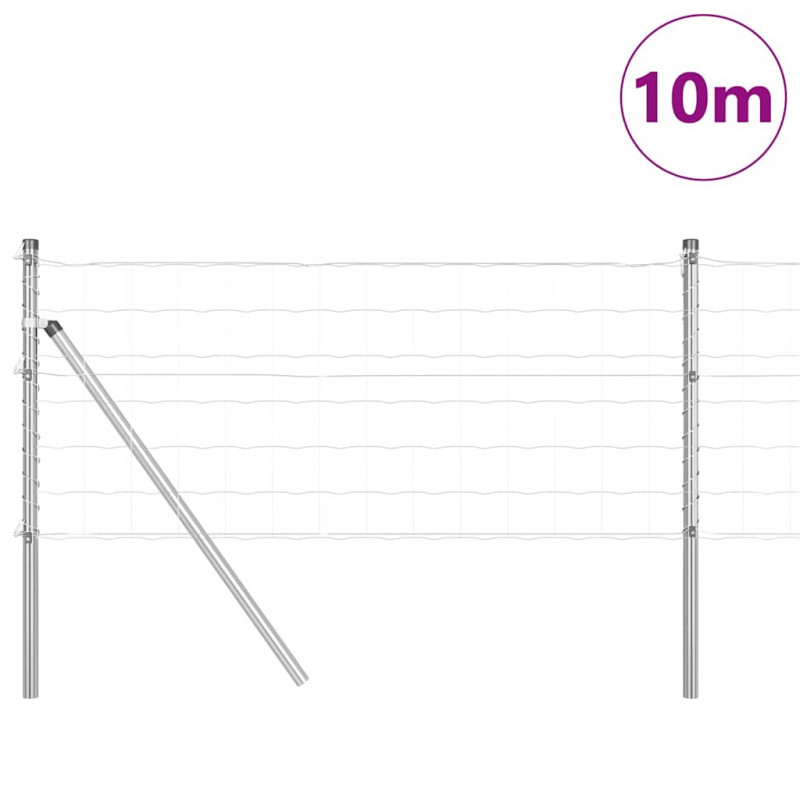 Ogrodzenie z słupkiem Srebrny 0,6 x 10 m Stal i PVC