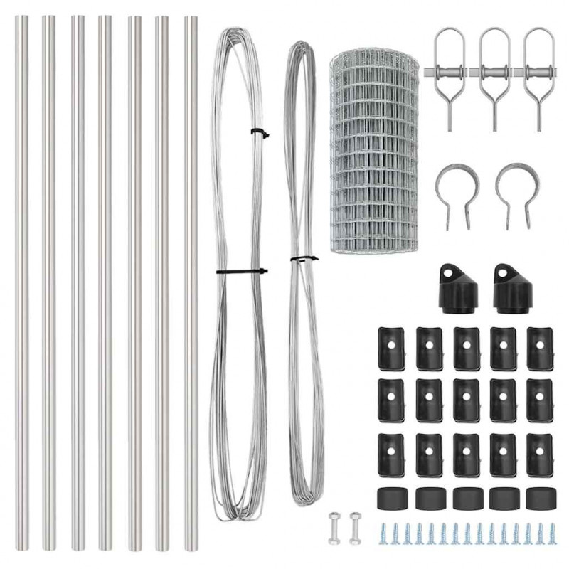 Ogrodzenie z słupkiem Srebrny 0,6 x 10 m Stal i PVC