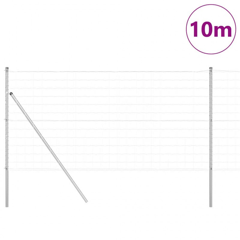 Ogrodzenie z słupkiem Srebrny 1,4 x 10 m Stal i PVC
