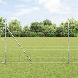 Ogrodzenie z słupkiem Srebrny 1,5 x 10 m Stal i PVC
