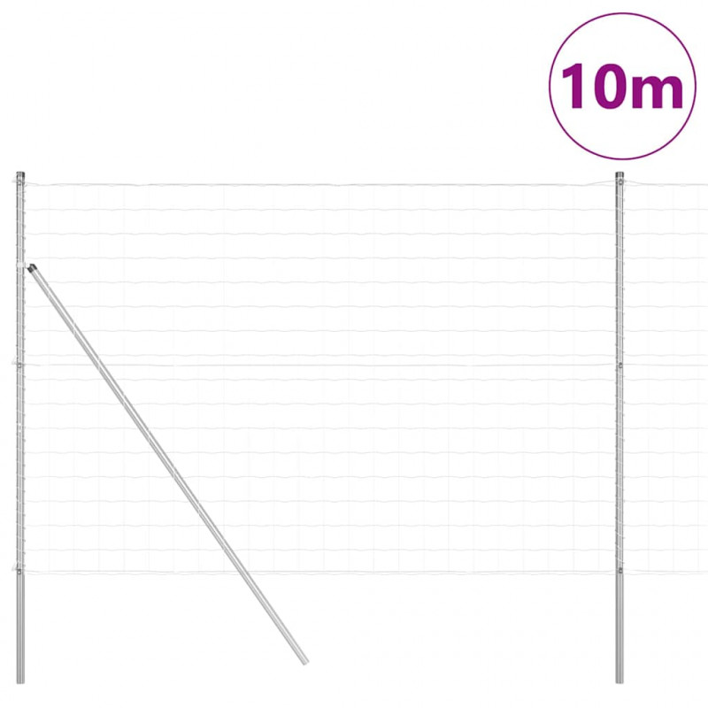 Ogrodzenie z słupkiem Srebrny 1,5 x 10 m Stal i PVC
