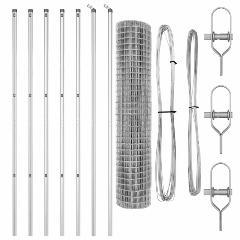 Ogrodzenie z słupkiem Srebrny 1,6 x 10 m Stal i PVC