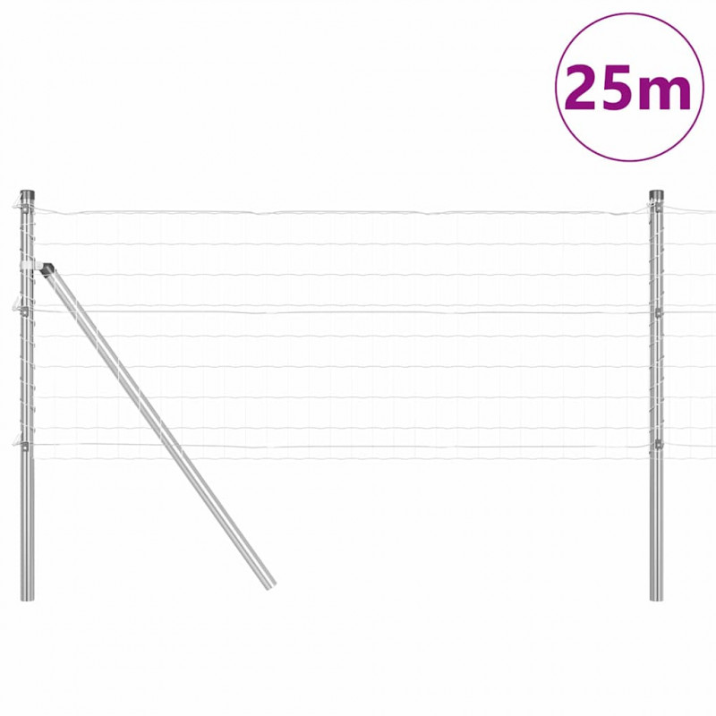 Ogrodzenie z słupkiem Srebrny 0,4 x 25 m Stal i PVC