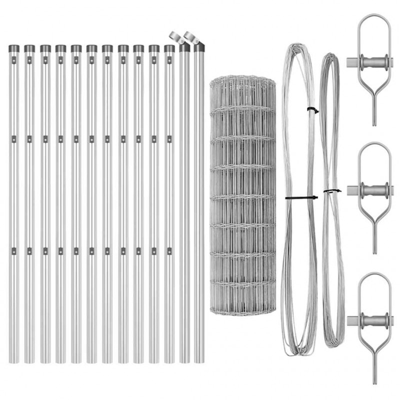 Ogrodzenie z słupkiem Srebrny 0,6 x 25 m Stal i PVC