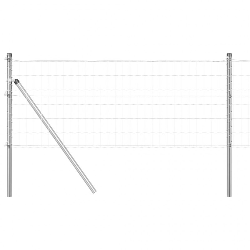 Ogrodzenie z słupkiem Srebrny 0,6 x 25 m Stal i PVC