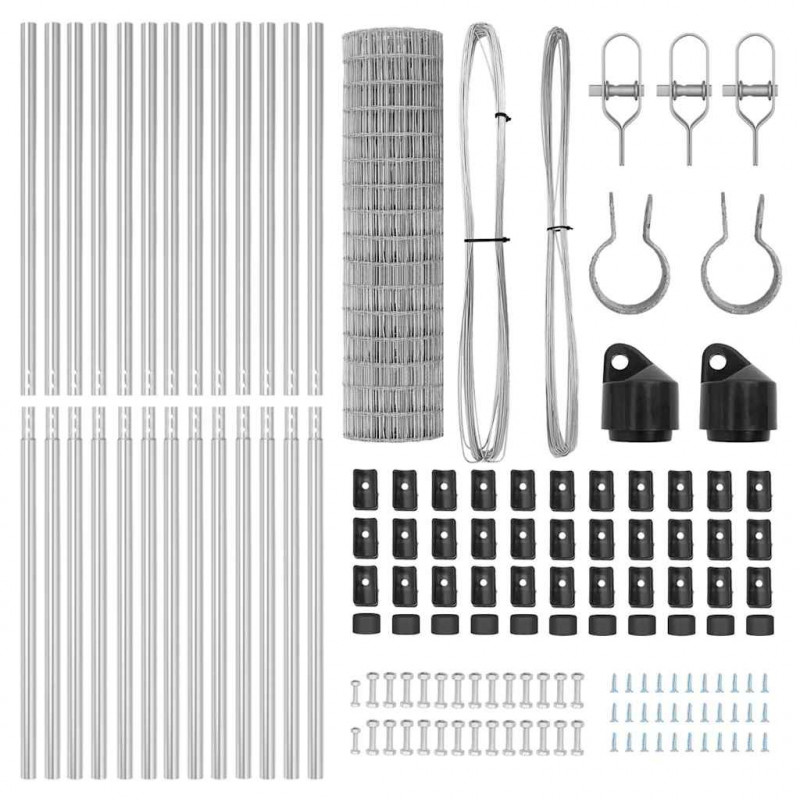 Ogrodzenie z słupkiem Srebrny 1,2 x 25 m Stal i PVC