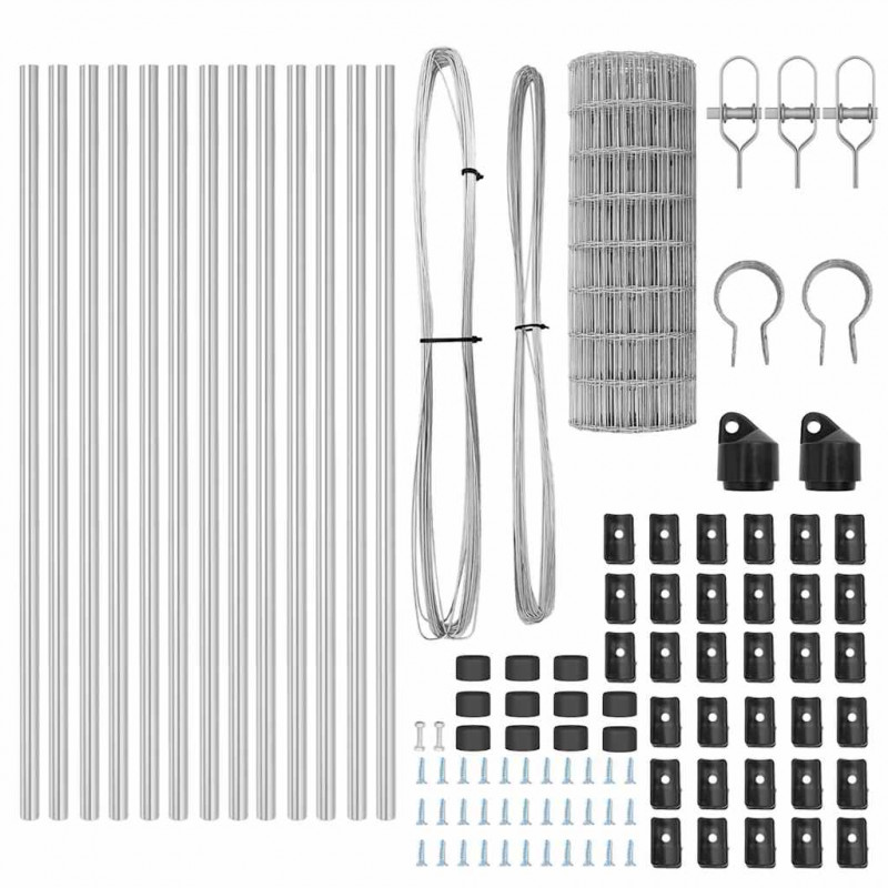 Ogrodzenie z słupkiem Srebrny 0,6 x 25 m Stal i PVC