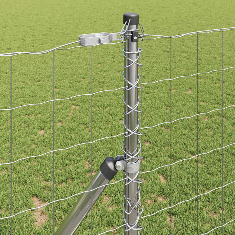 Ogrodzenie z słupkiem Srebrny 1 x 25 m Stal i PVC