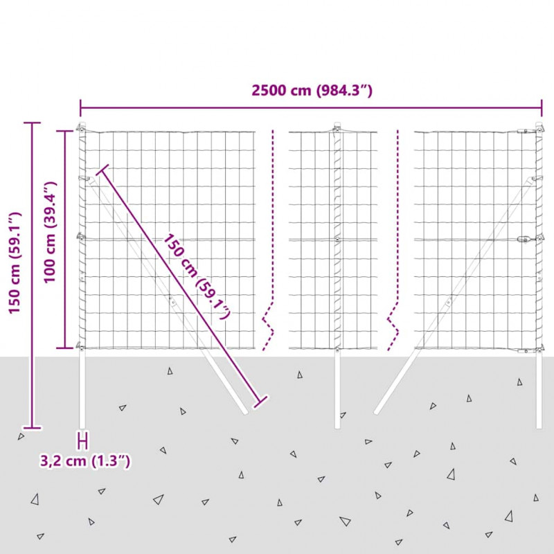 Ogrodzenie z słupkiem Srebrny 1 x 25 m Stal i PVC