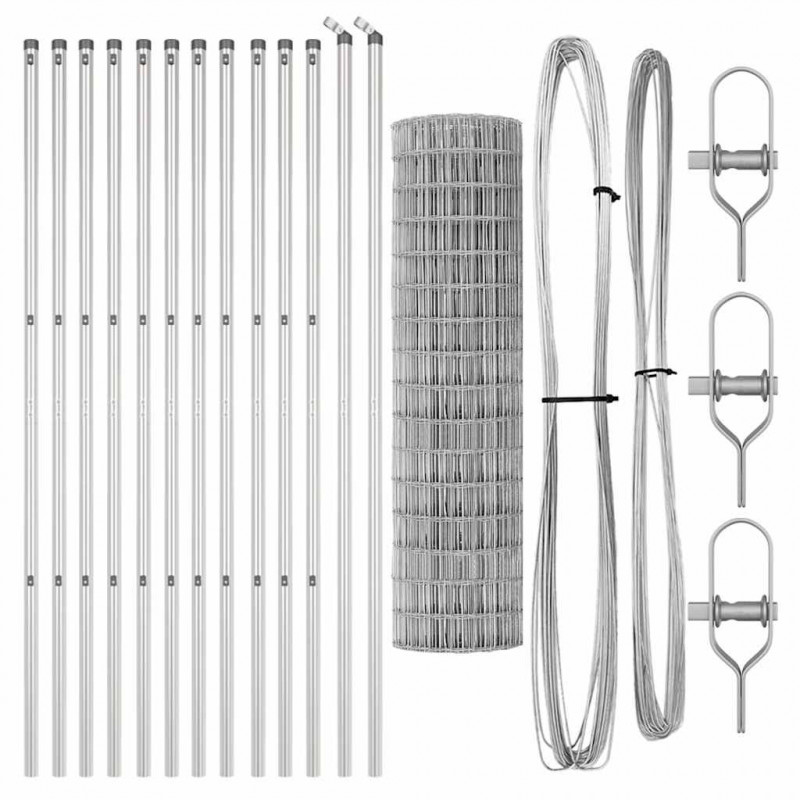 Ogrodzenie z słupkiem Srebrny 1,2 x 25 m Stal i PVC