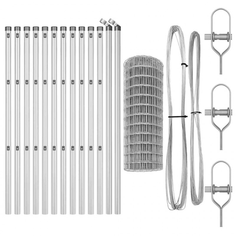Ogrodzenie z słupkiem Srebrny 0,6 x 25 m Stal i PVC