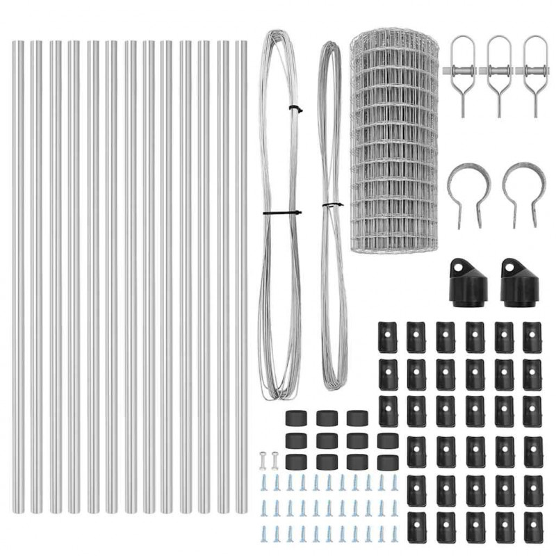 Ogrodzenie z słupkiem Srebrny 0,6 x 25 m Stal i PVC