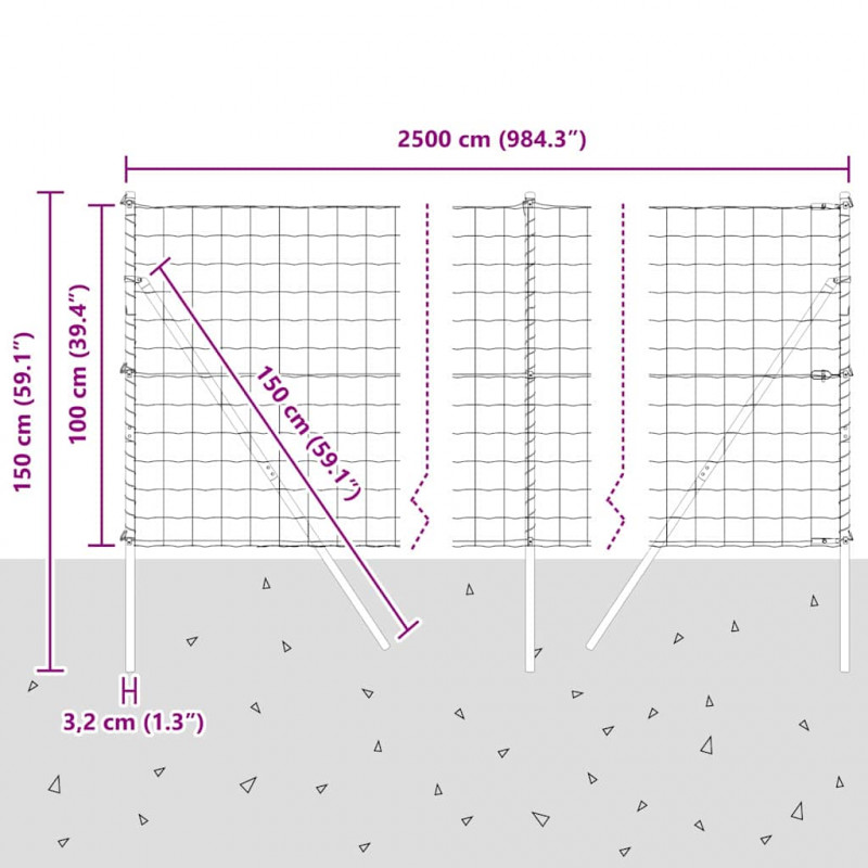 Ogrodzenie z słupkiem Srebrny 1 x 25 m Stal i PVC
