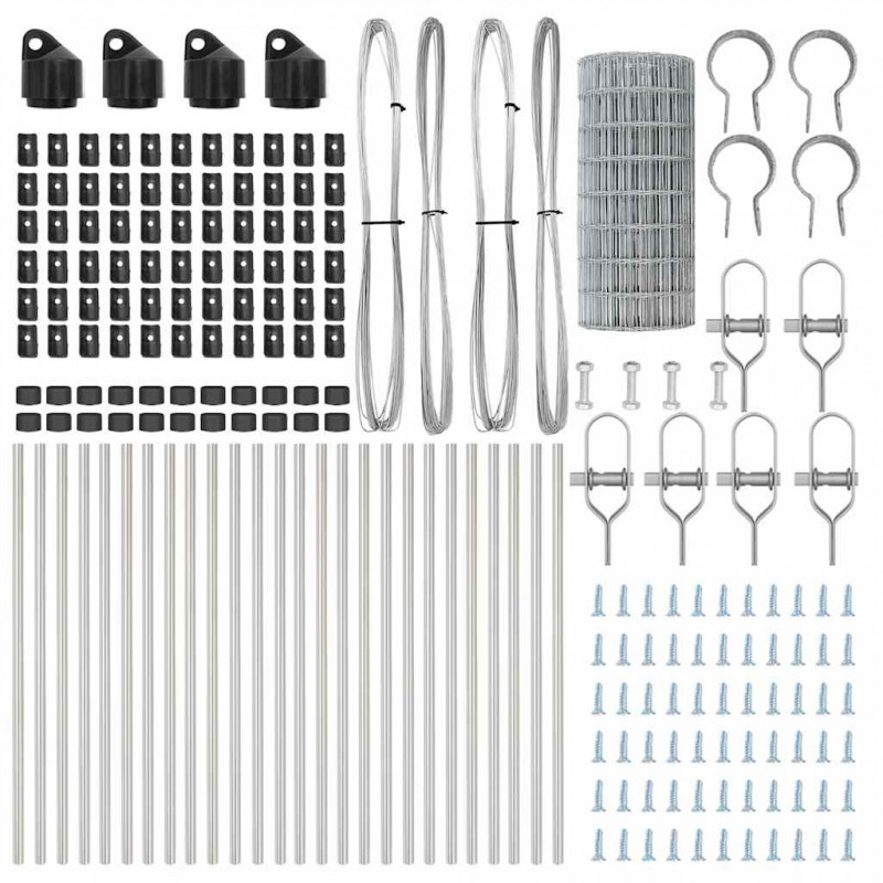 Ogrodzenie z słupkiem Srebrny 0,6 x 50 m Stal i PVC
