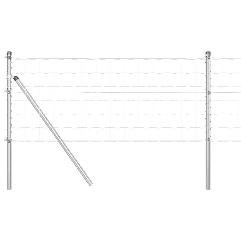 Ogrodzenie z słupkiem Srebrny 0,4 x 50 m Stal i PVC