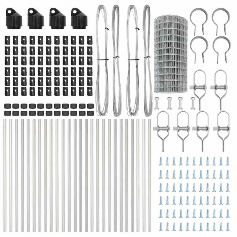 Ogrodzenie z słupkiem Srebrny 0,6 x 50 m Stal i PVC