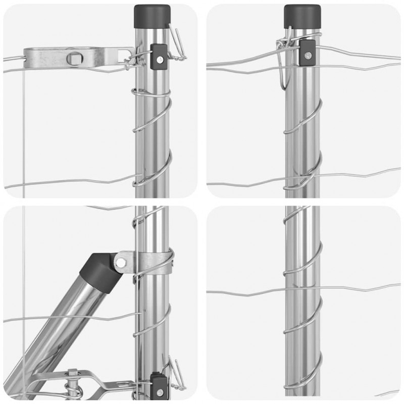 Ogrodzenie z słupkiem Srebrny 0,6 x 50 m Stal i PVC