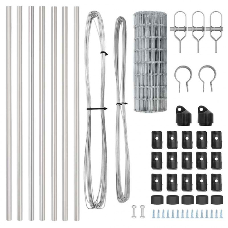Ogrodzenie z słupkiem Srebrny 0,6 x 10 m Stal i PVC