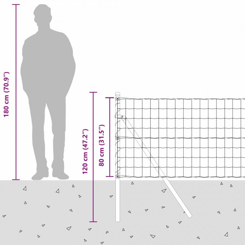 Ogrodzenie z słupkiem Srebrny 0,8 x 10 m Stal i PVC