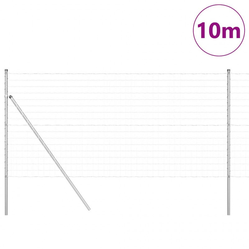 Ogrodzenie z słupkiem Srebrny 1 x 10 m Stal i PVC