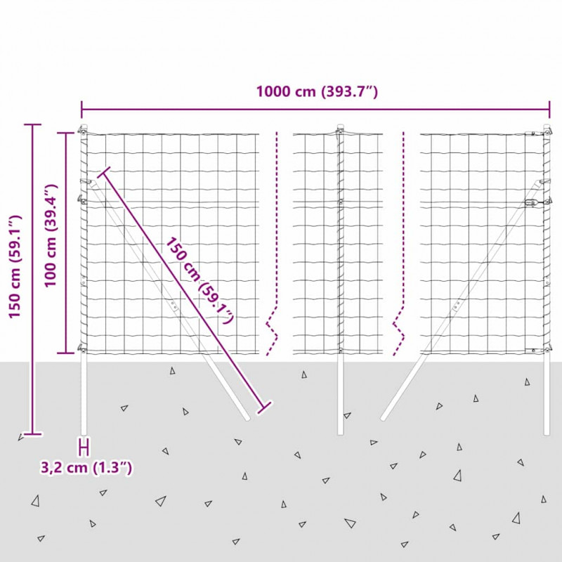 Ogrodzenie z słupkiem Srebrny 1 x 10 m Stal i PVC