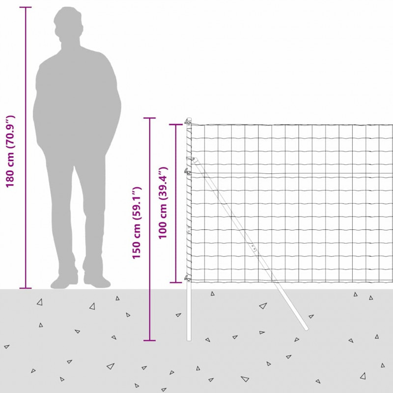 Ogrodzenie z słupkiem Srebrny 1 x 10 m Stal i PVC