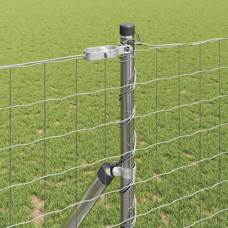 Ogrodzenie z słupkiem Srebrny 1,2 x 10 m Stal i PVC