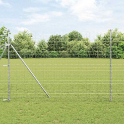 Ogrodzenie z słupkiem Srebrny 1,5 x 10 m Stal i PVC