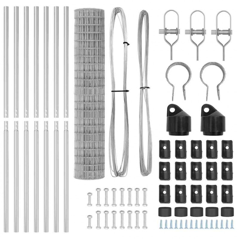 Ogrodzenie z słupkiem Srebrny 1,6 x 10 m Stal i PVC