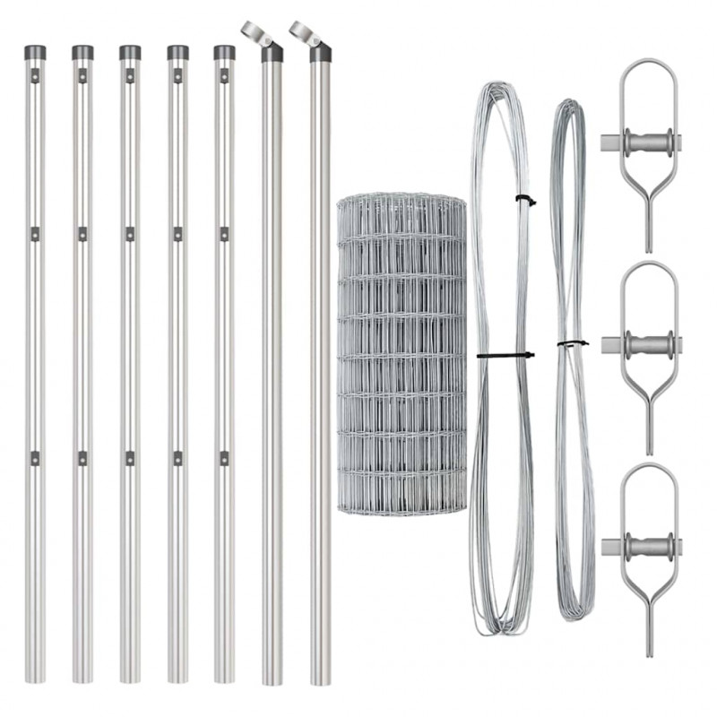 Ogrodzenie z słupkiem Srebrny 0,4 x 25 m Stal i PVC