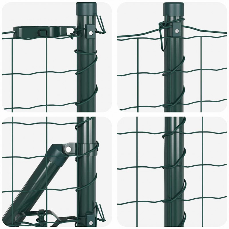 Ogrodzenie z słupkiem Zielony 0,6 x 10 m Stal i PVC