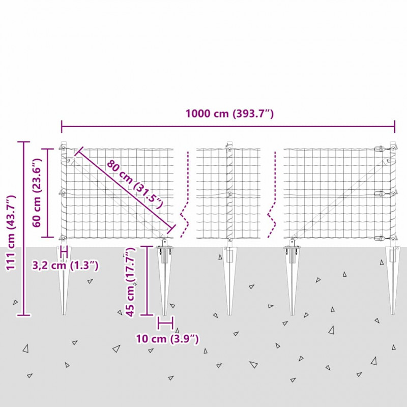 Ogrodzenie z słupkiem Zielony 0,6 x 10 m Stal i PVC