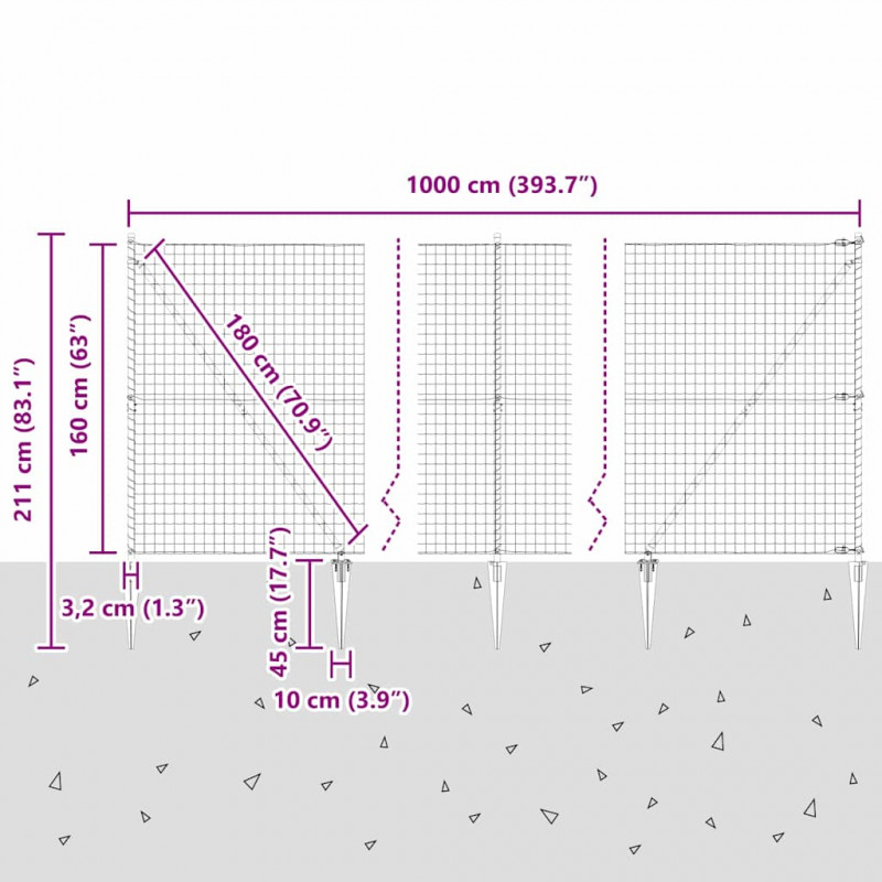Ogrodzenie z słupkiem Zielony 1,6 x 10 m Stal i PVC
