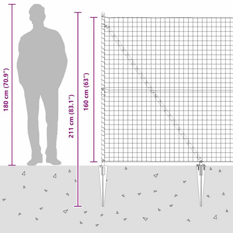 Ogrodzenie z słupkiem Zielony 1,6 x 10 m Stal i PVC