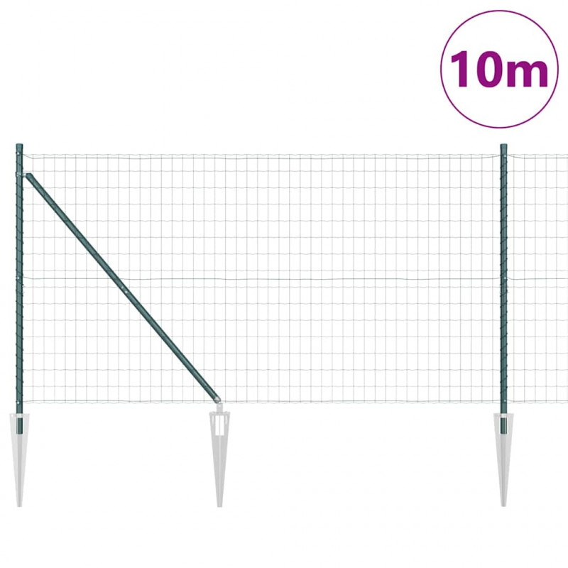 Ogrodzenie z słupkiem Zielony 1,4 x 10 m Stal i PVC