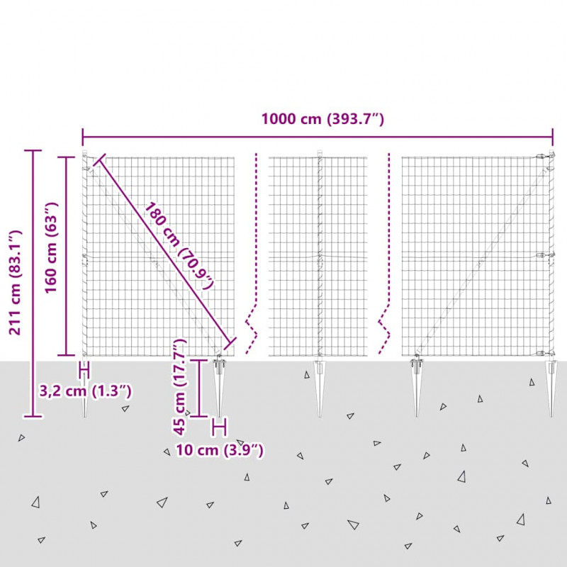 Ogrodzenie z słupkiem Zielony 1,6 x 10 m Stal i PVC