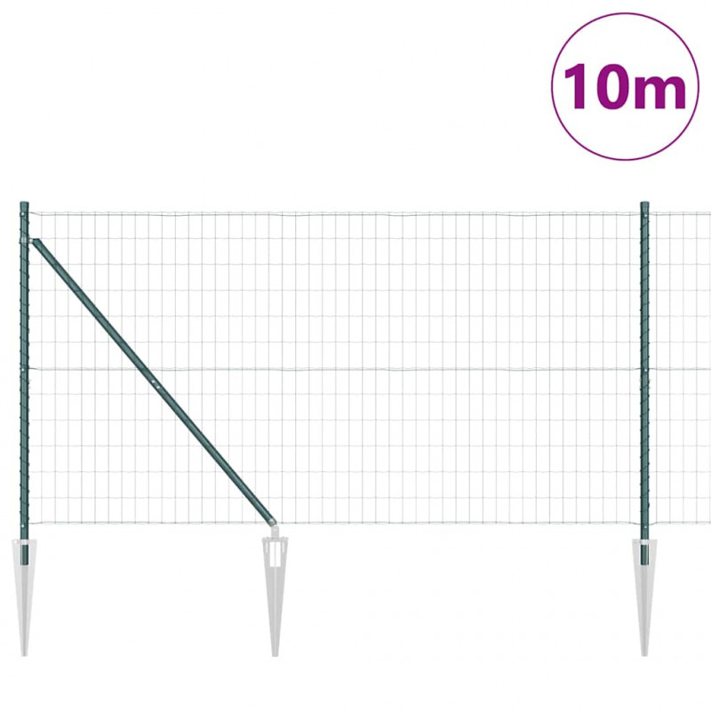 Ogrodzenie z słupkiem Zielony 1,4 x 10 m Stal i PVC