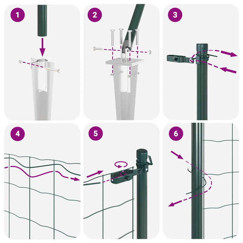 Ogrodzenie z słupkiem Zielony 1,5 x 10 m Stal i PVC