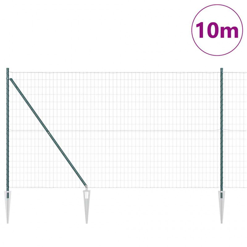Ogrodzenie z słupkiem Zielony 1,6 x 10 m Stal i PVC