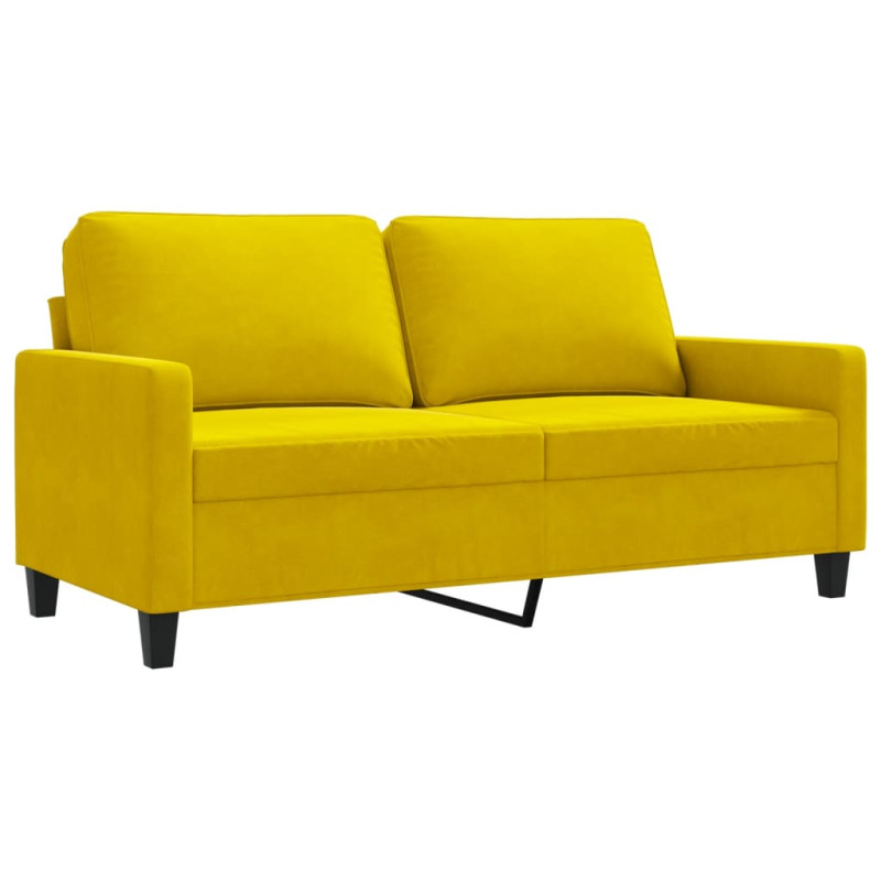 Sofa 2-osobowa, żółta, 140 cm, tapicerowana aksamitem