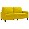 Sofa 2-osobowa, żółta, 140 cm, tapicerowana aksamitem
