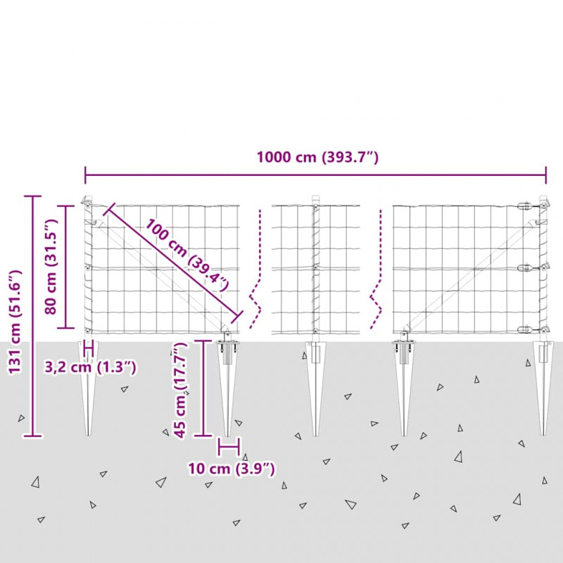 Ogrodzenie z słupkiem Zielony 0,8 x 10 m Stal i PVC