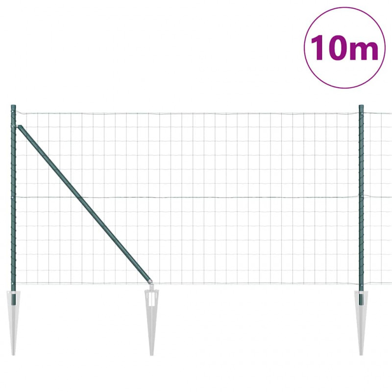 Ogrodzenie z słupkiem Zielony 1 x 10 m Stal i PVC