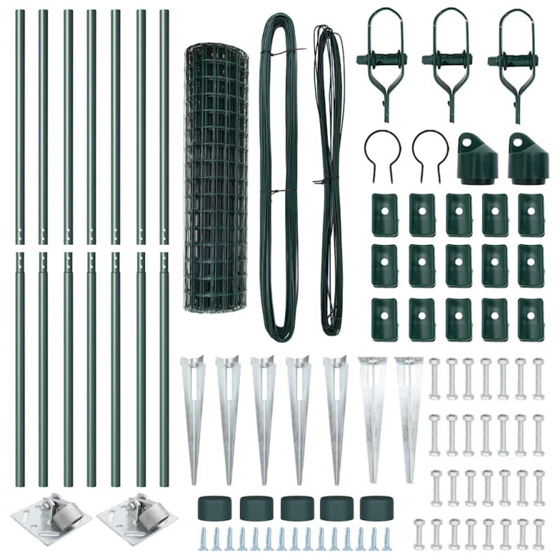 Ogrodzenie z słupkiem Zielony 1 x 10 m Stal i PVC