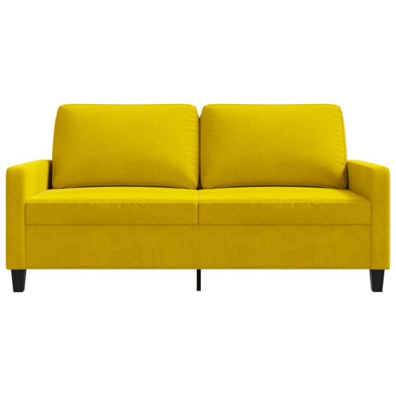 Sofa 2-osobowa, żółta, 140 cm, tapicerowana aksamitem